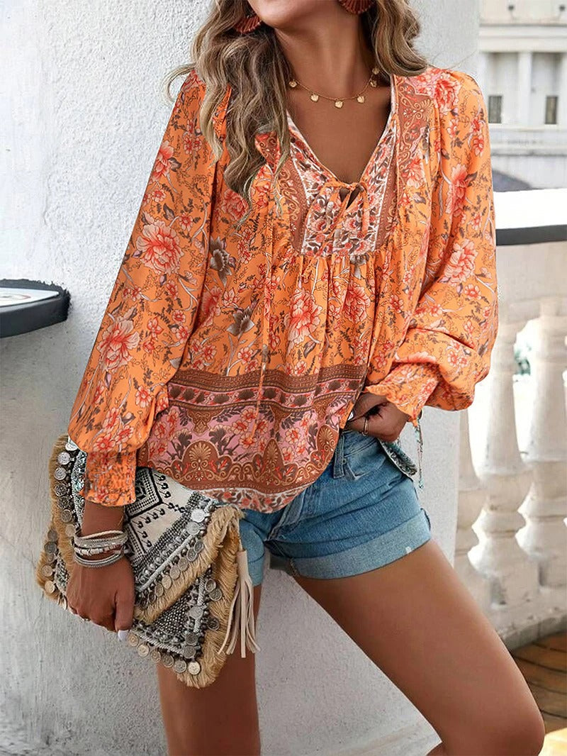 Women’s Floral Long Sleeve Boho Blouse