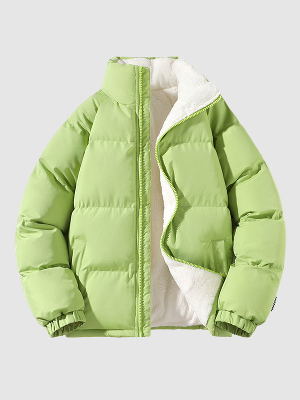Men's Waterproof Fleece-Lined Puffer Jacket – High Collar Winter Coat