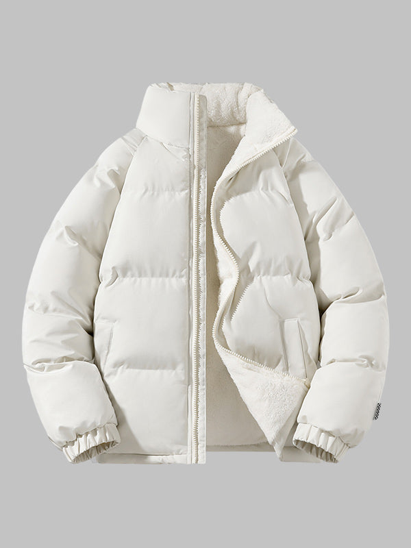 Men's Waterproof Fleece-Lined Puffer Jacket – High Collar Winter Coat