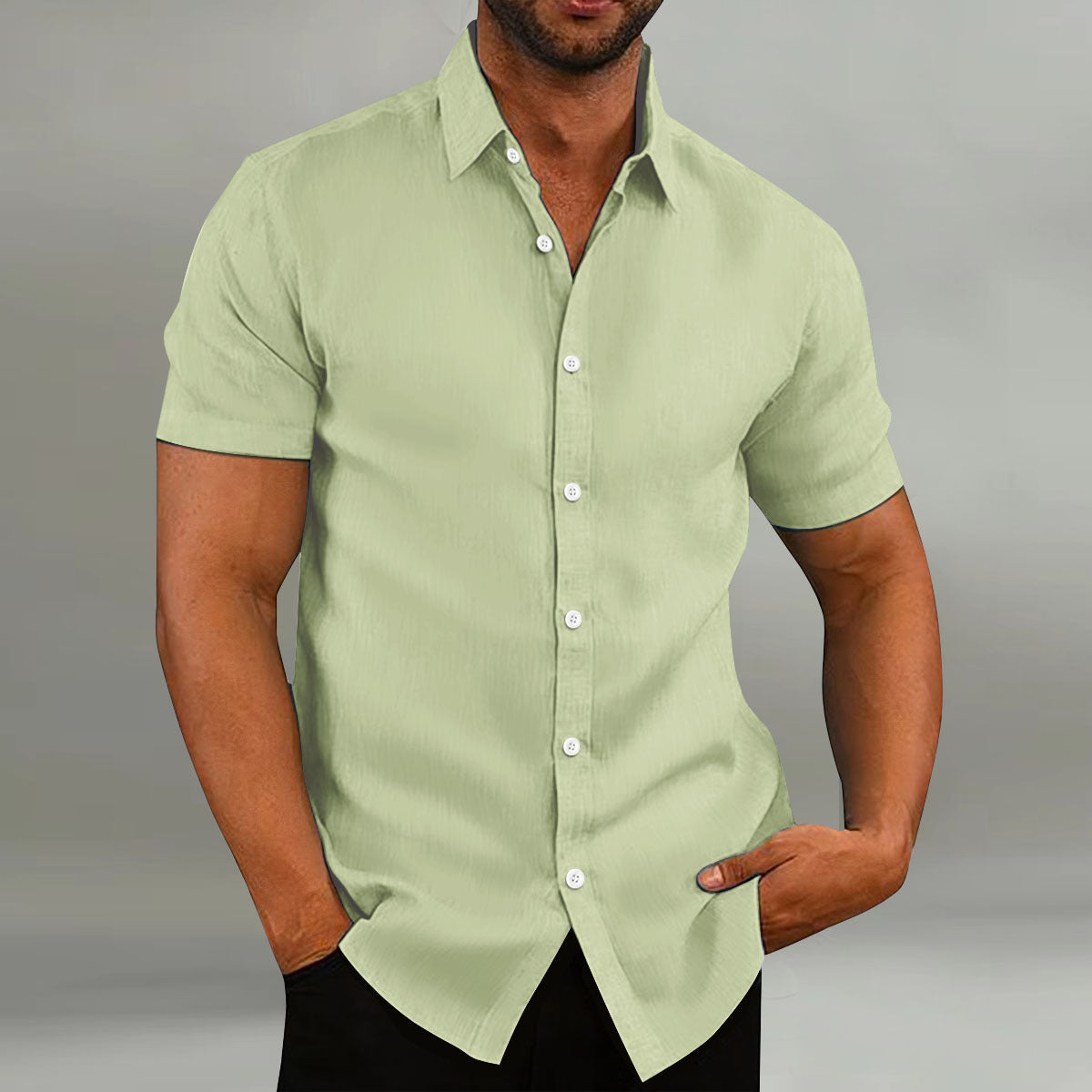 Men’s Short Sleeve Button Shirt Slim Fit - Craw Leigh