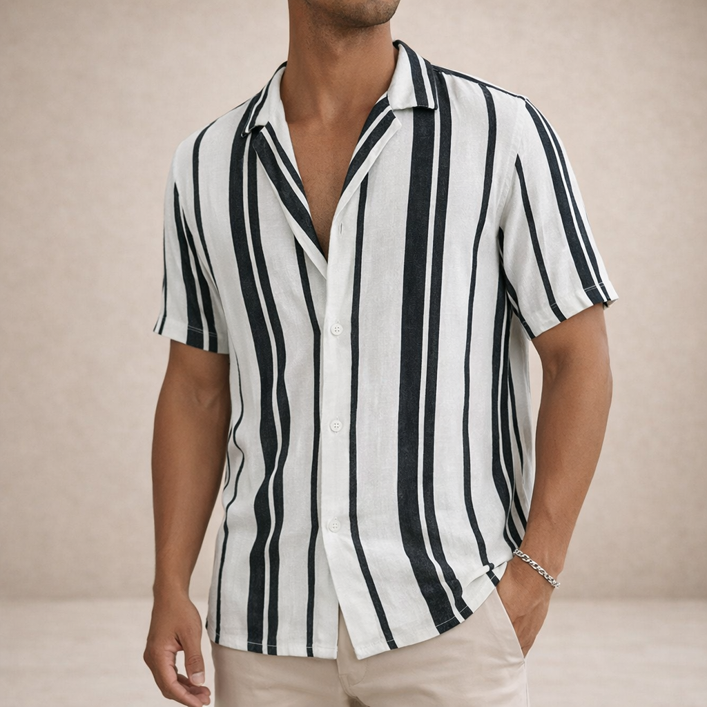 Men's Linen Striped Long Sleeve Shirt