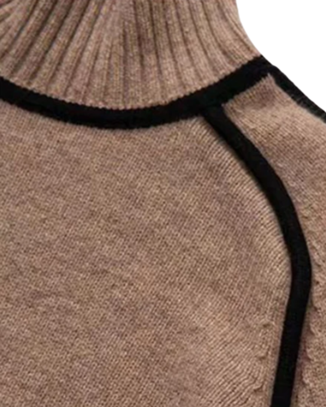 Women’s Warm Oversized Turtleneck Jumper – Contrast Trim