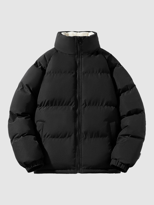 Men's Waterproof Fleece-Lined Puffer Jacket – High Collar Winter Coat