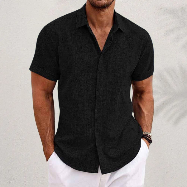 Men's Linen Shirt with Short Sleeves