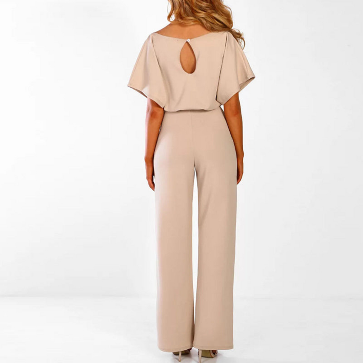 Women's Wide Leg Jumpsuit – Lace-Up Waist Design
