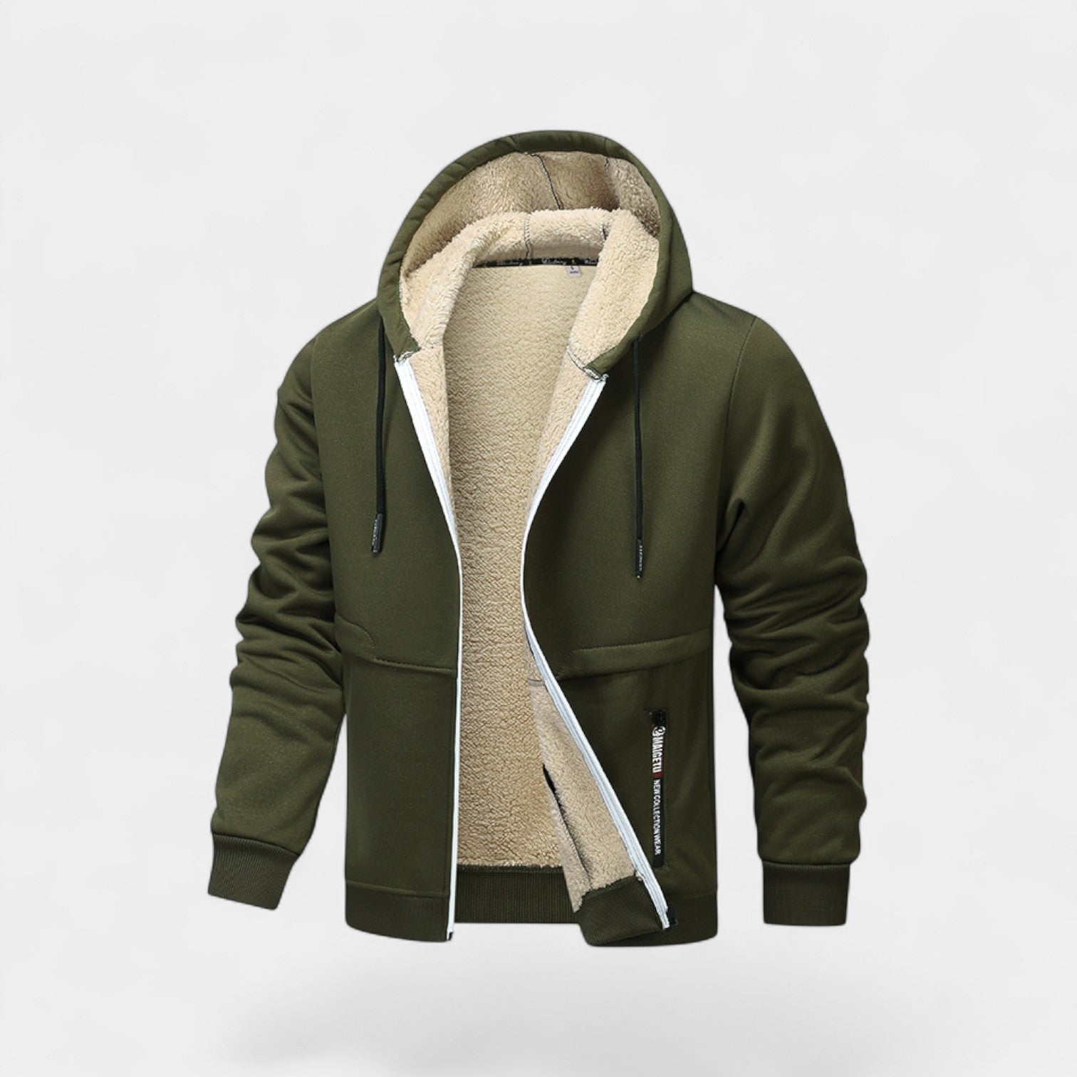 Men's Fleece-Lined Zip-Up Hoodie - Warm Hooded Sweatshirt