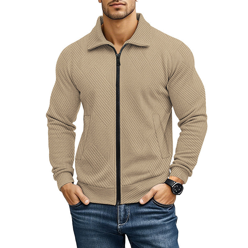 Comfortable Gilet with Ribbed Texture Pattern and Zip for Men