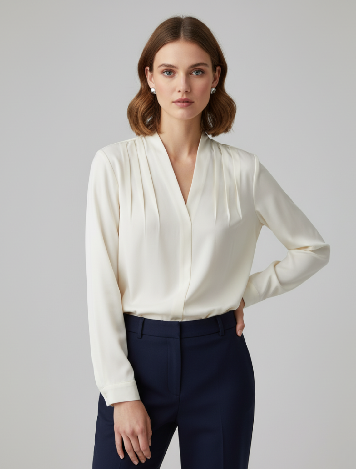 Women's Satin Blouse with Puff Sleeves