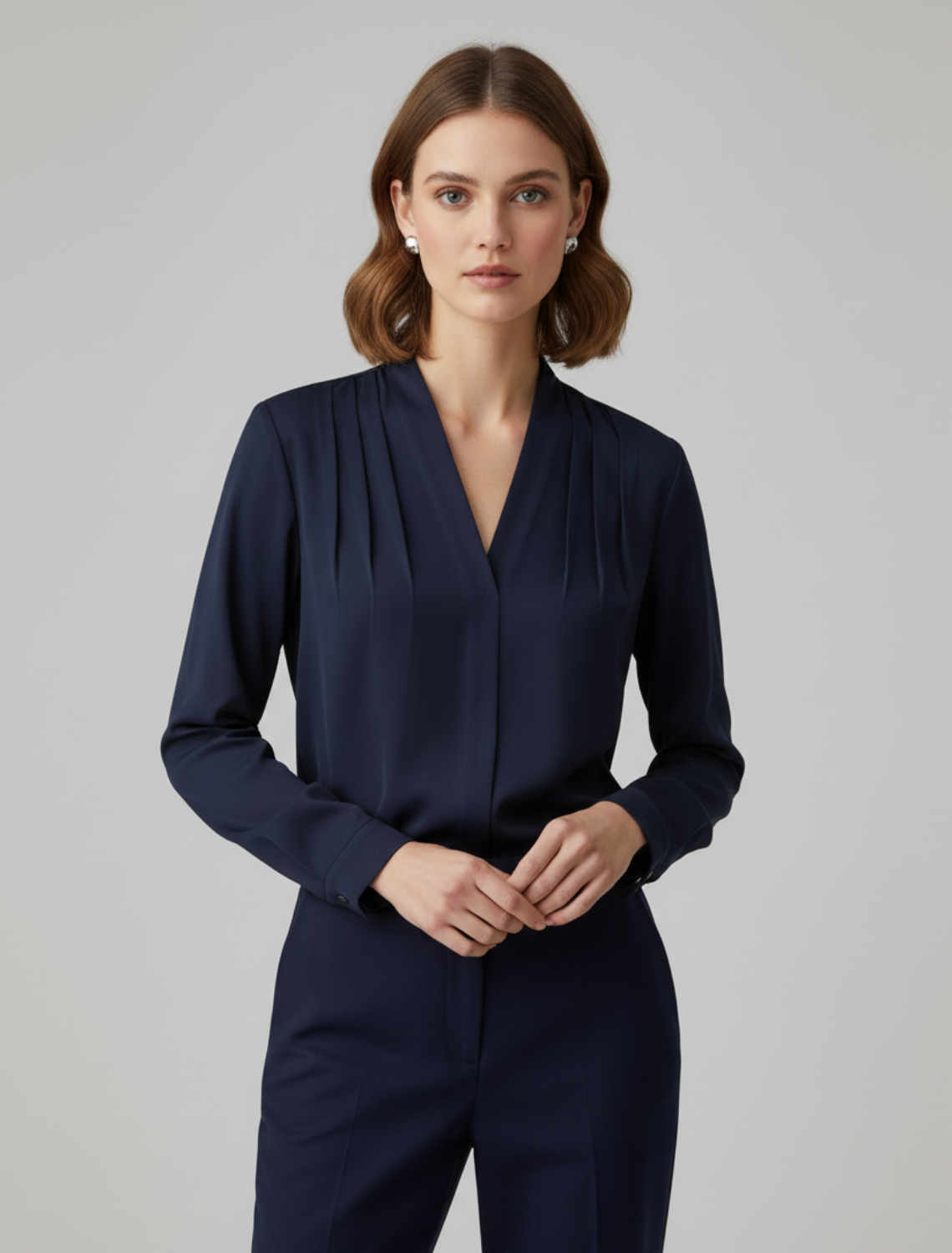 Women's Satin Blouse with Puff Sleeves