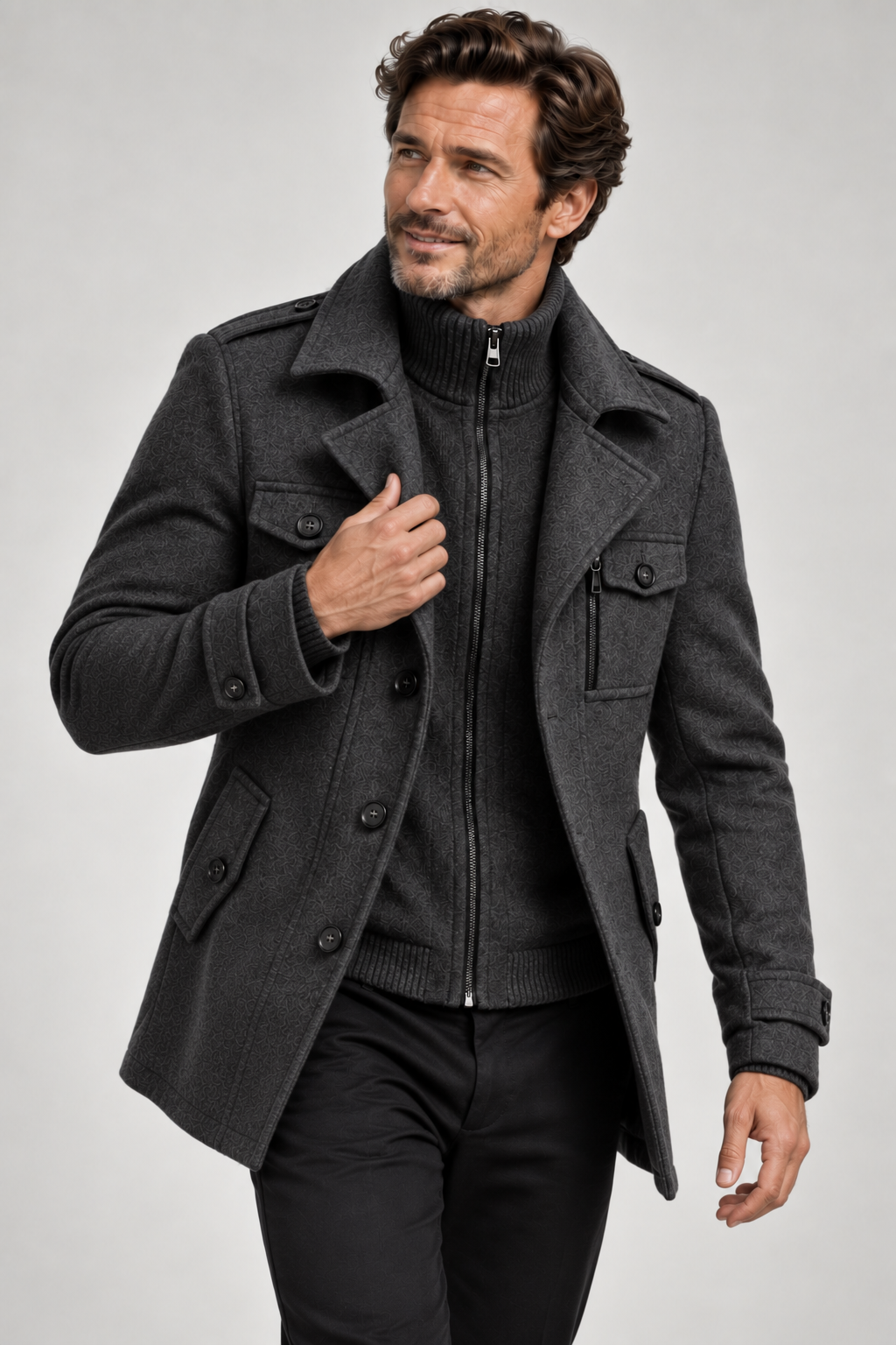 Men's Wool Blend Double-Breasted Overcoat – Long Tailored Winter Coat