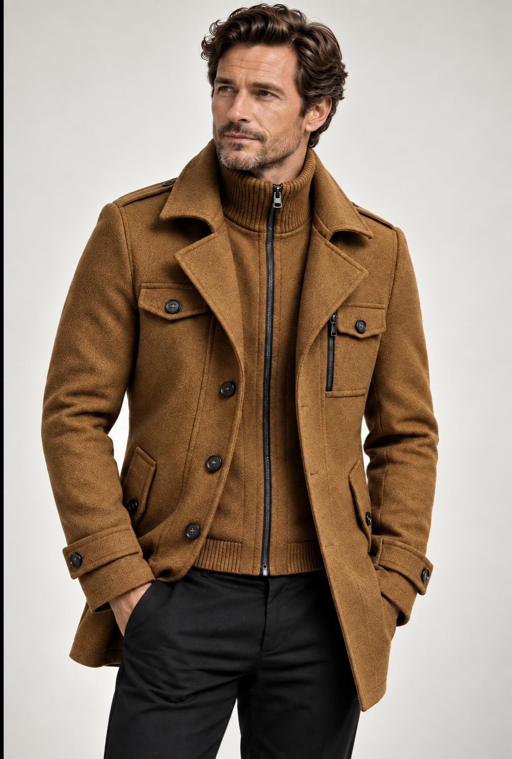 Men's Wool Blend Double-Breasted Overcoat – Long Tailored Winter Coat