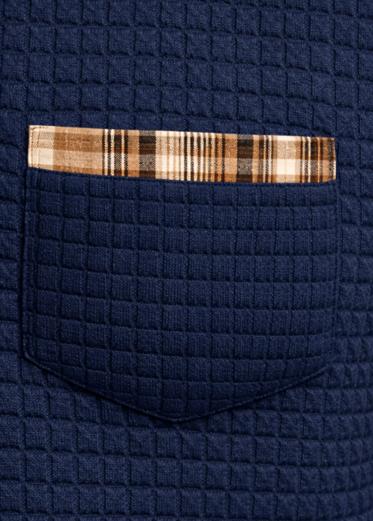 Men's Long Sleeve Polo – Textured Smart Casual Design