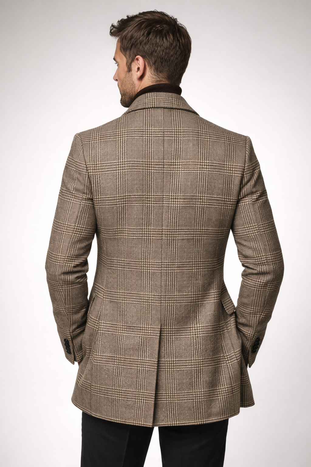 Men's Wool Blend Overcoat – Long Single-Breasted Design