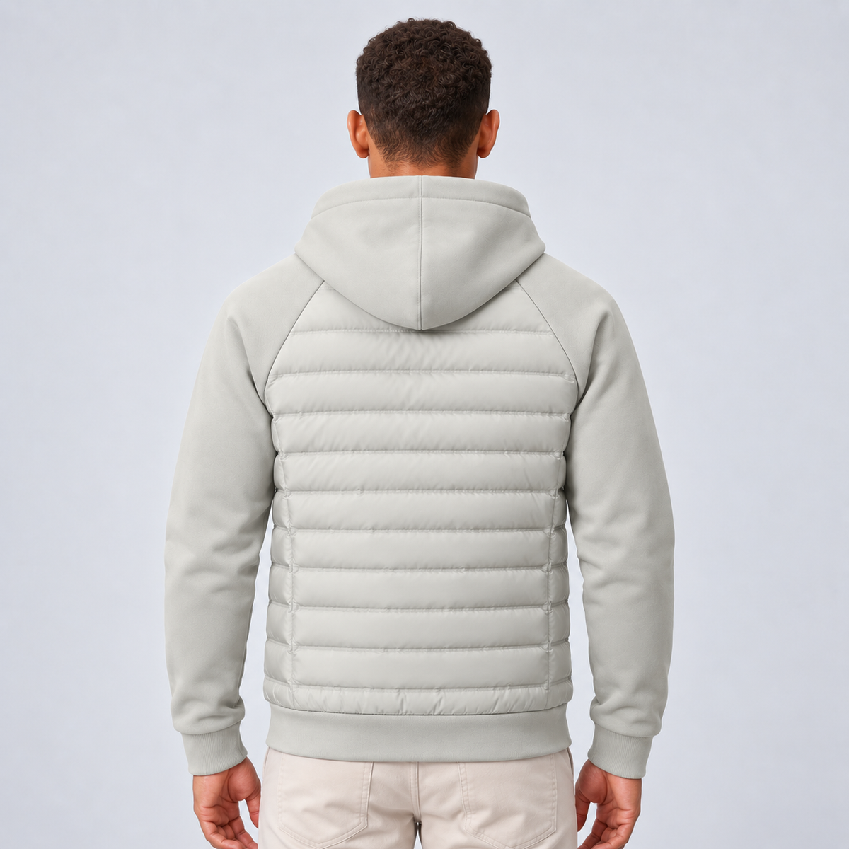 Men's Hooded Quilted Jacket – Padded Hybrid Style