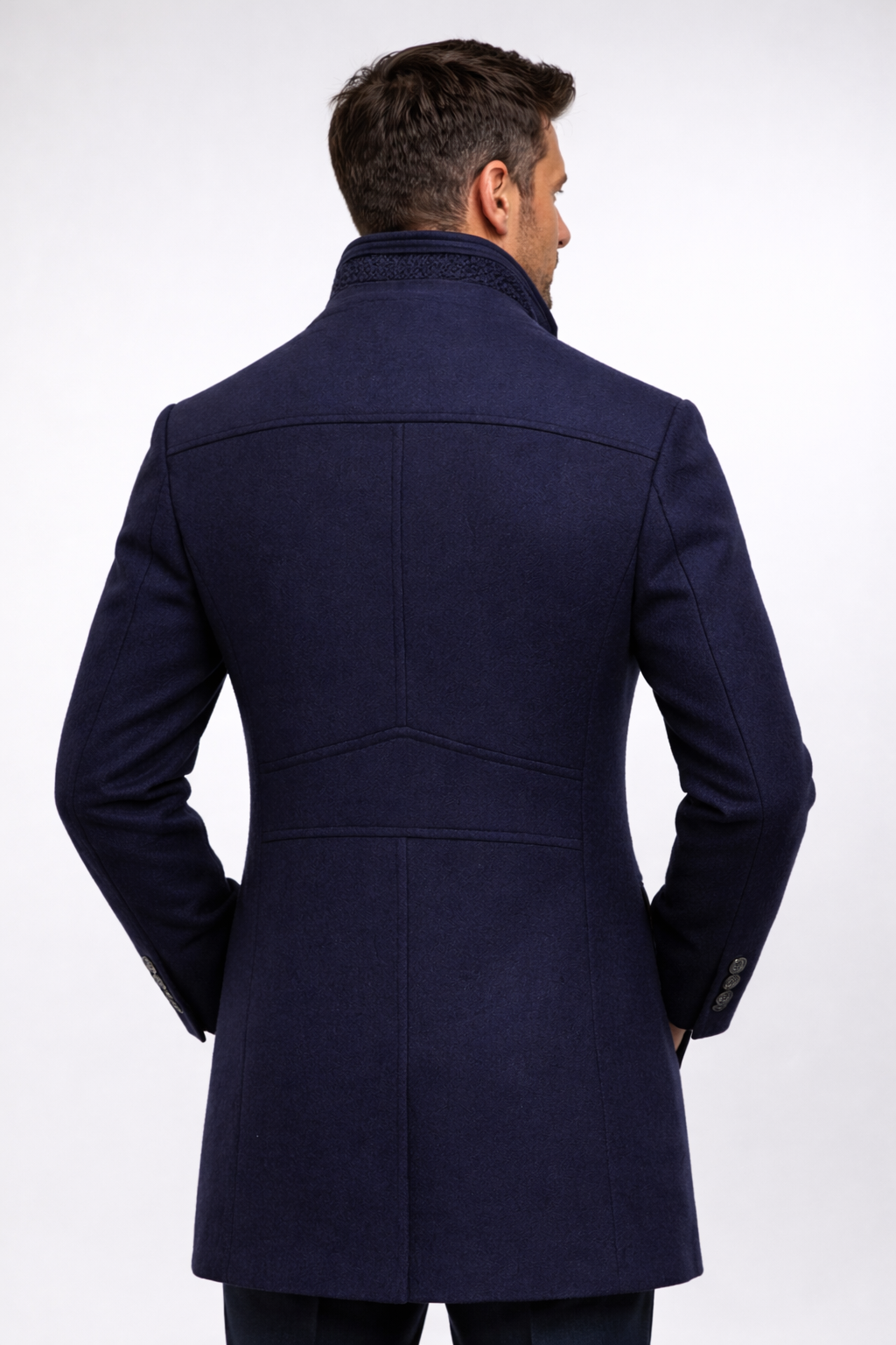 Men's Wool Blend Overcoat – Stand Collar Winter Design