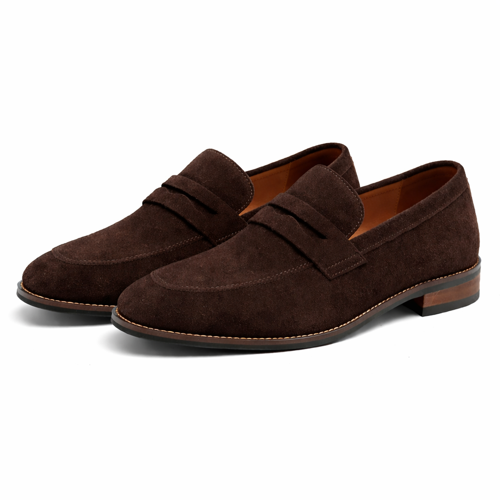 Men's Nubuck Leather Loafers – Smart Casual Slip-On Design