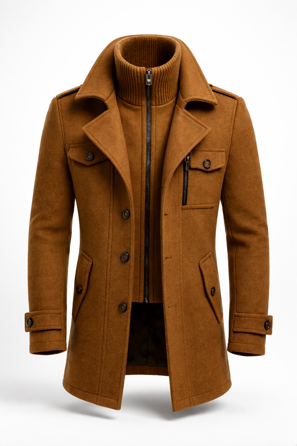 Men's Wool Blend Double-Breasted Overcoat – Long Tailored Winter Coat