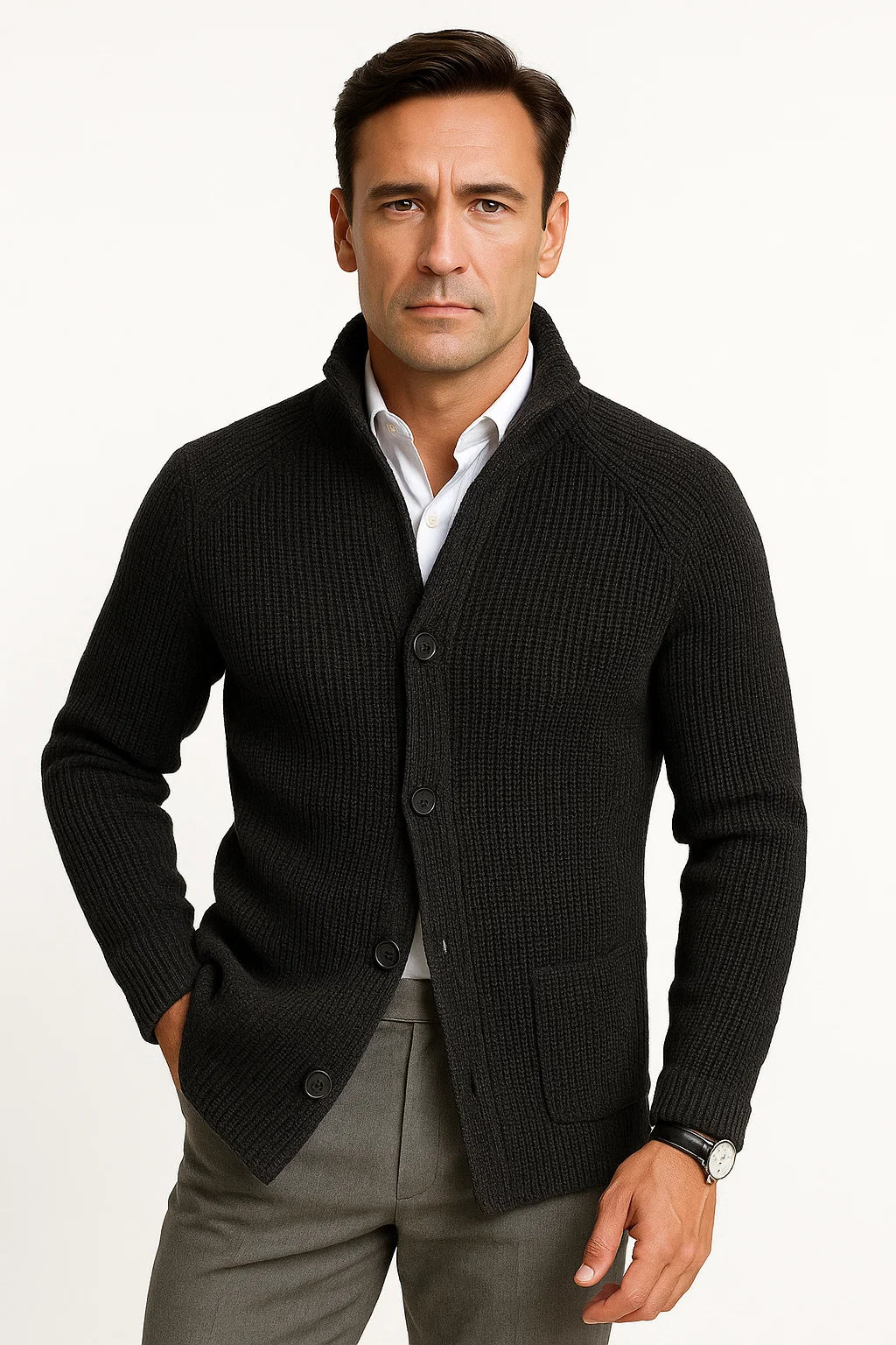 Heren Cardigan Wol Gebreid Met Knopen Casual Comfortabele Pasvorm