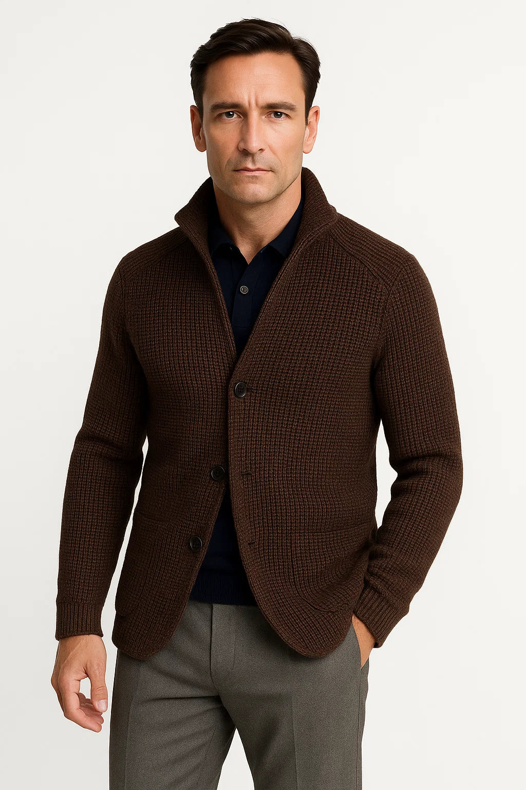 Heren Cardigan Wol Gebreid Met Knopen Casual Comfortabele Pasvorm
