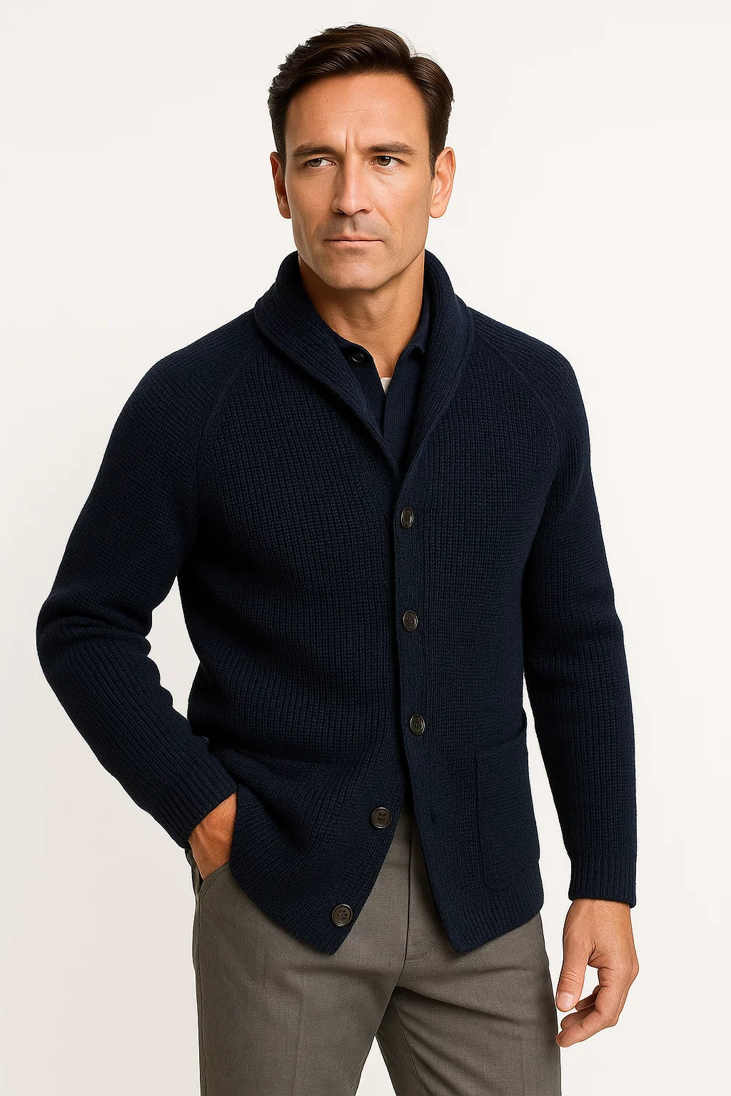 Heren Cardigan Wol Gebreid Met Knopen Casual Comfortabele Pasvorm