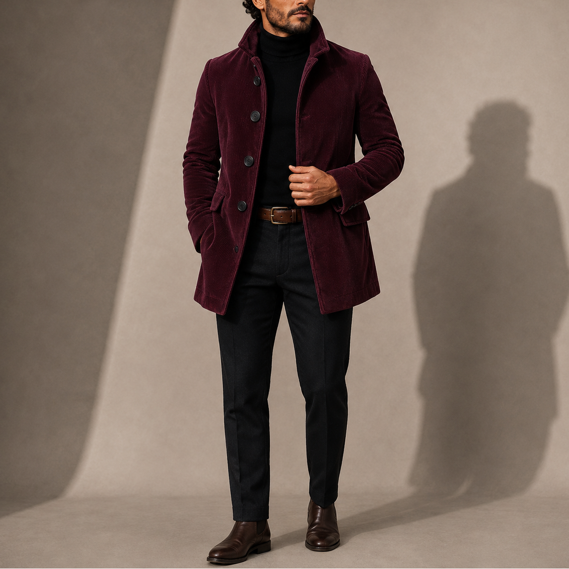 Men's Stand Collar Overcoat – Tailored Winter Coat