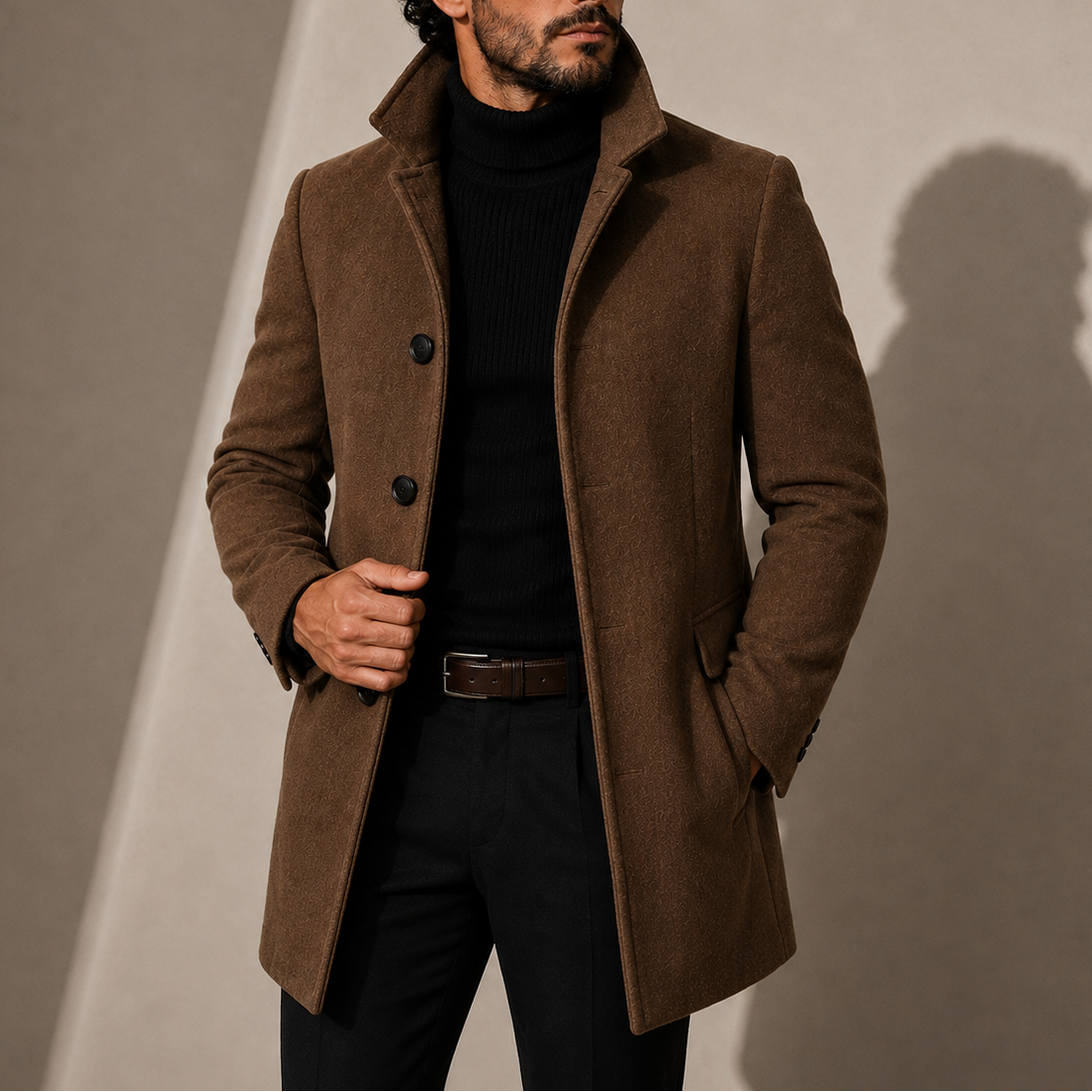 Men's Stand Collar Overcoat – Tailored Winter Coat