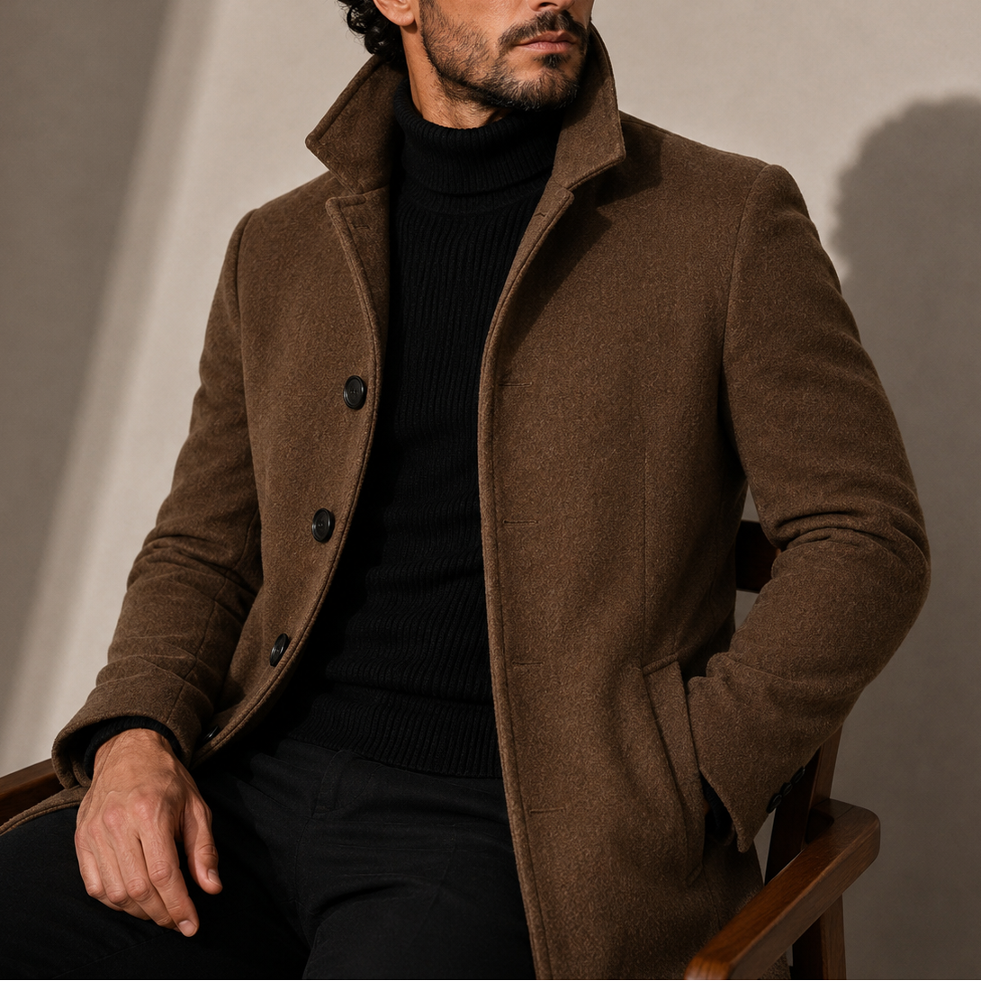 Men's Stand Collar Overcoat – Tailored Winter Coat