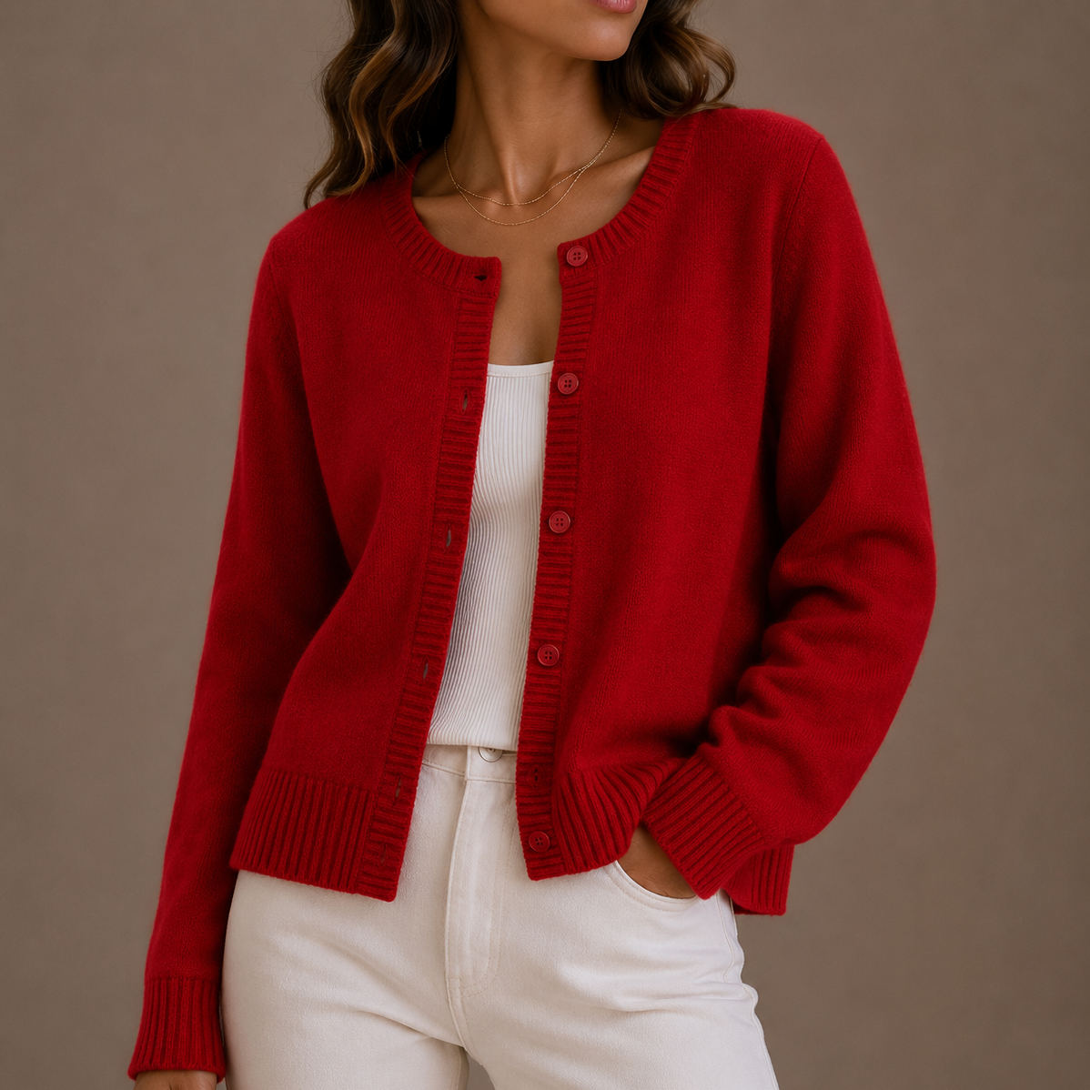 Women’s Knit Cardigan – Soft Button-Up Long Sleeve Round Neck Sweater