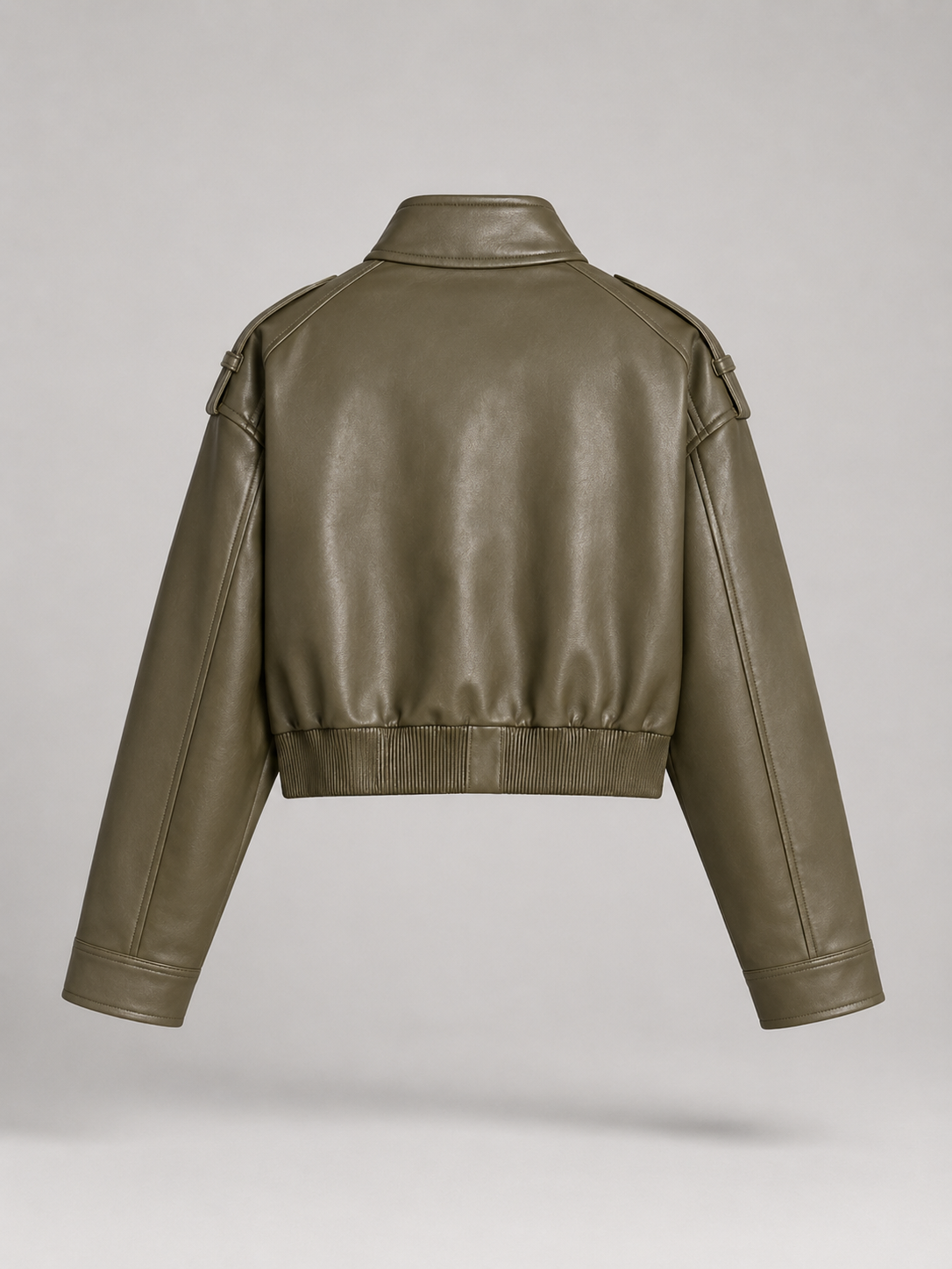 Short Utility Jacket in Synthetic Leather for Women