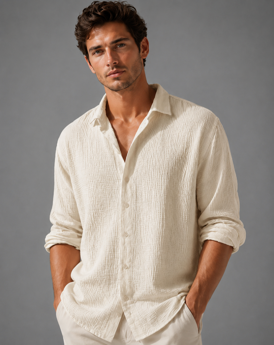 Men's Short Sleeve Button-Up Shirt – Lightweight Casual Summer Shirt