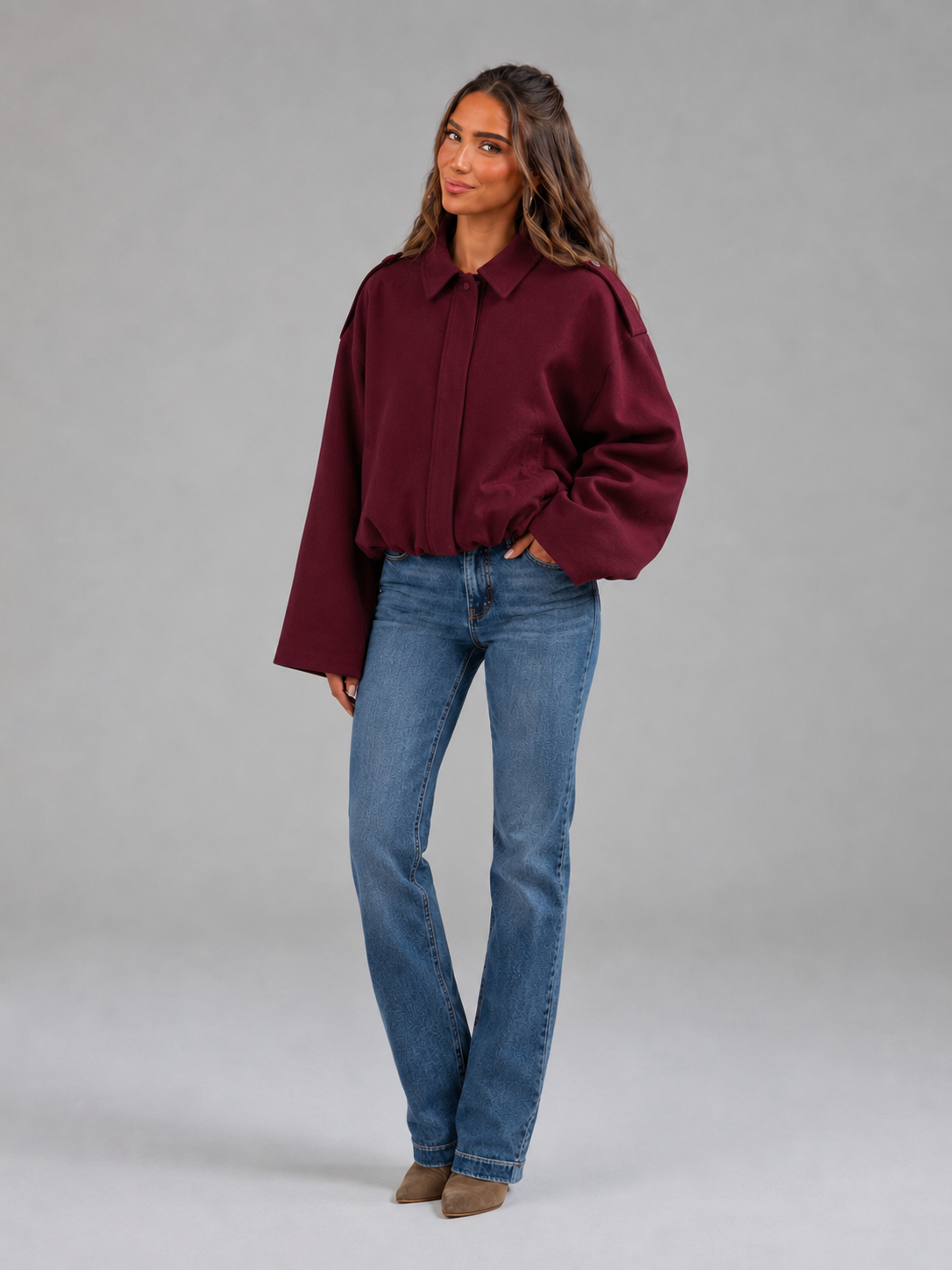 Oversized Synthetic Suede Shirt Jacket for Women Autumn