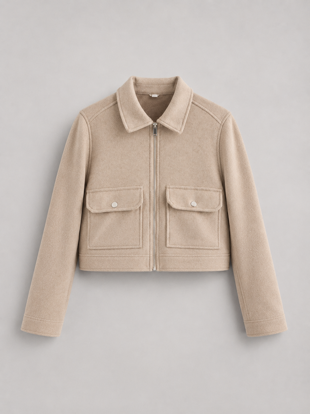 Women's Cropped Synthetic Leather Utility Jacket for Autumn