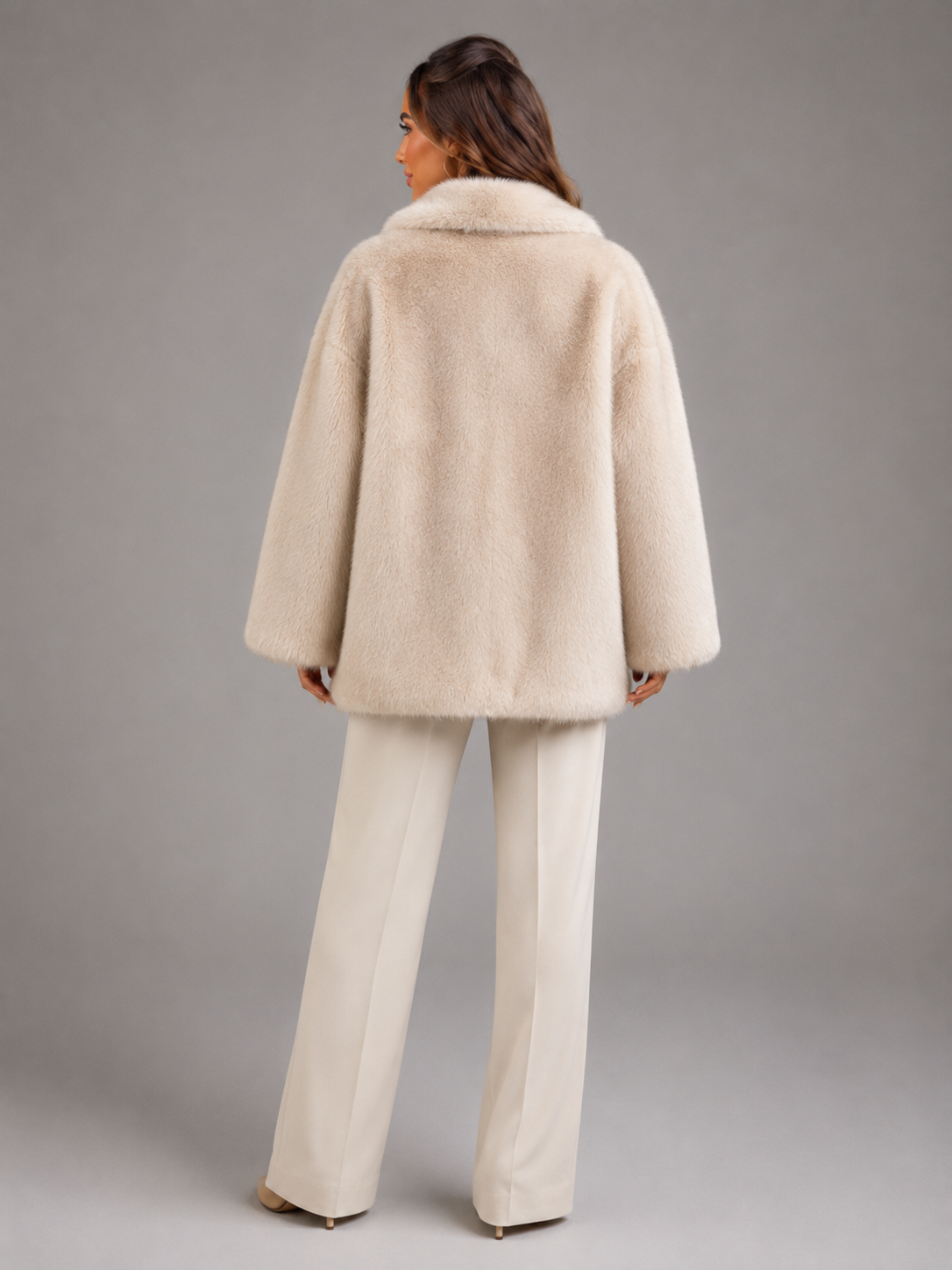 Oversized Synthetic Fur Coat for Women Autumn