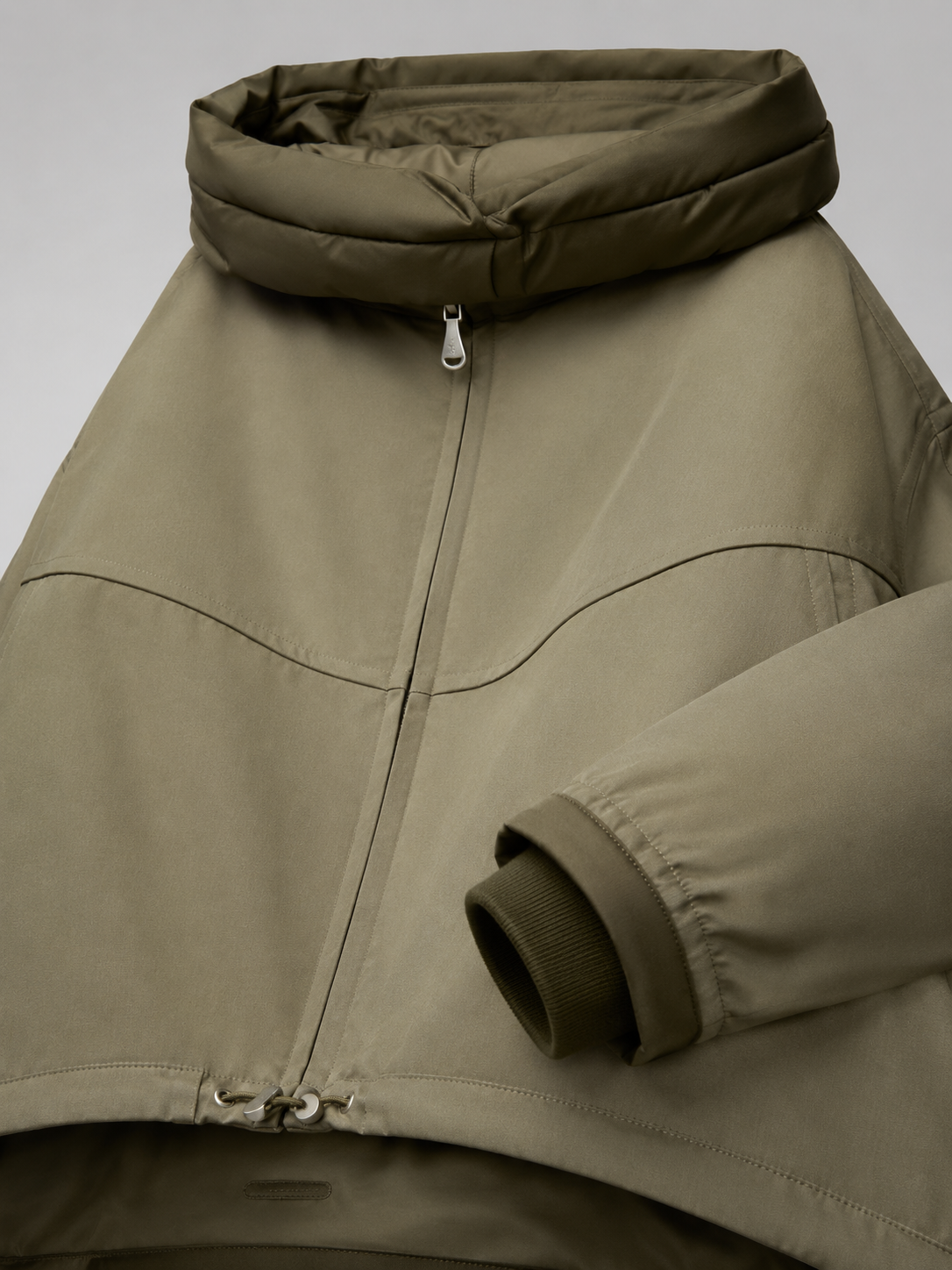 Green Padded Hooded Jacket for Women