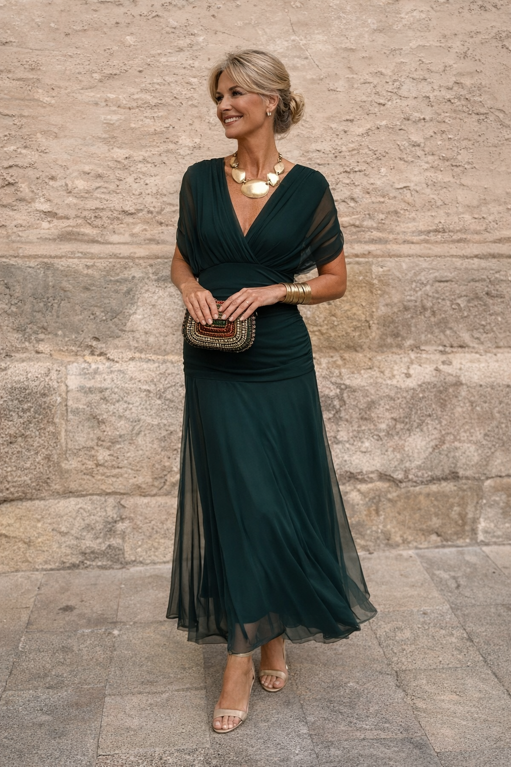 chiffon maxi dress for wedding guest Women's V-Neck Make a romantic statement Select Shoes Size:42 JULY50OFF Olive Green Jersey Multiway