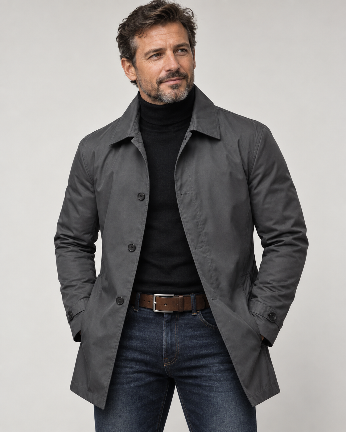 Men's Mid-Length Jacket – Smart Casual Tailored Design