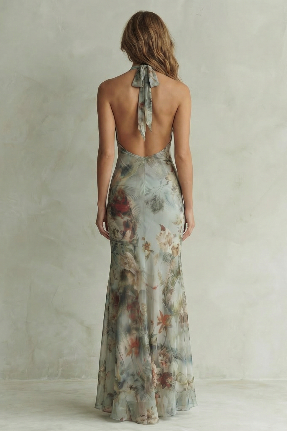 Women's Floral Halter Maxi Dress – Fishtail Occasion Design