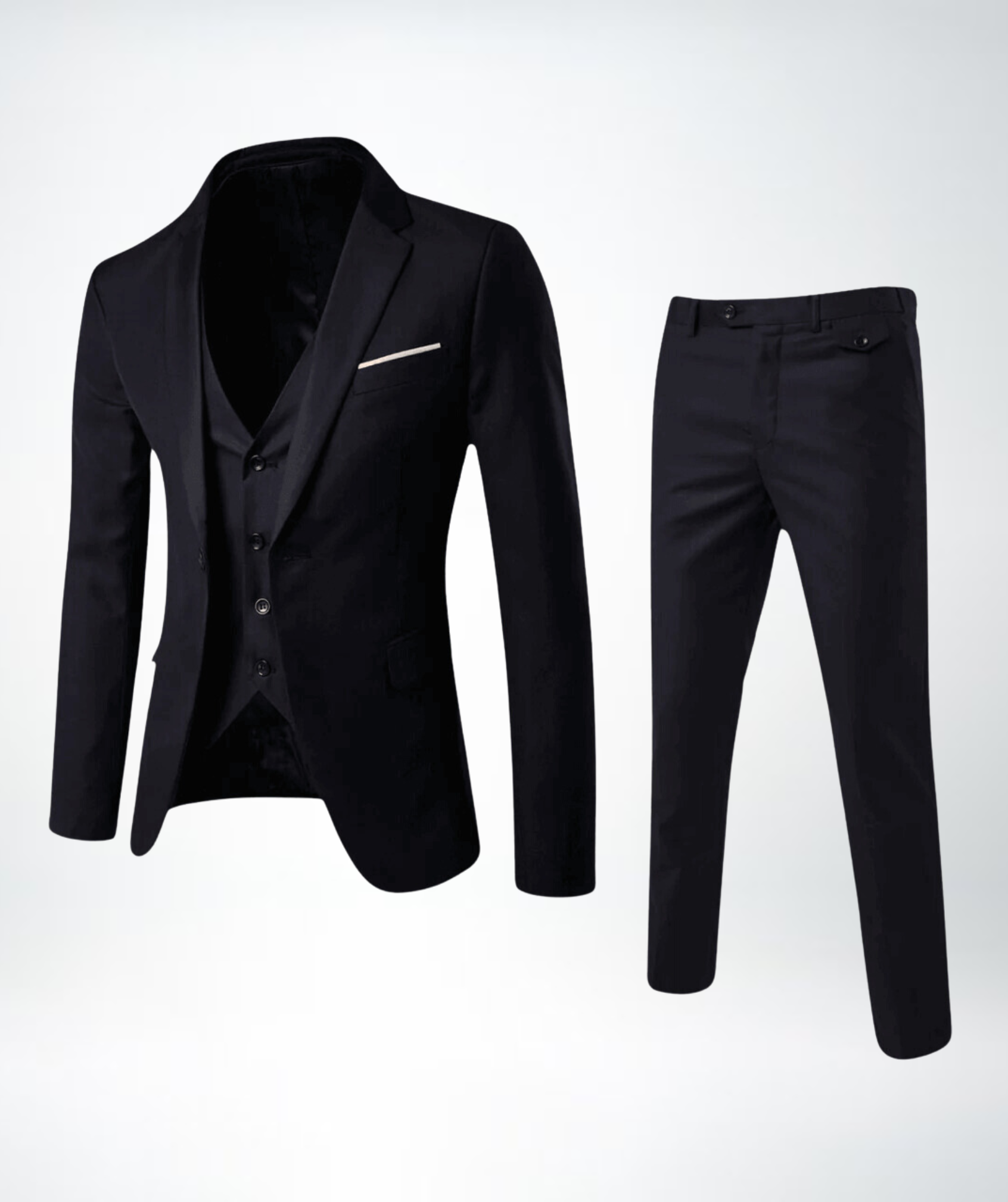 Men's Three-Piece Suit with Waistcoat and Trousers