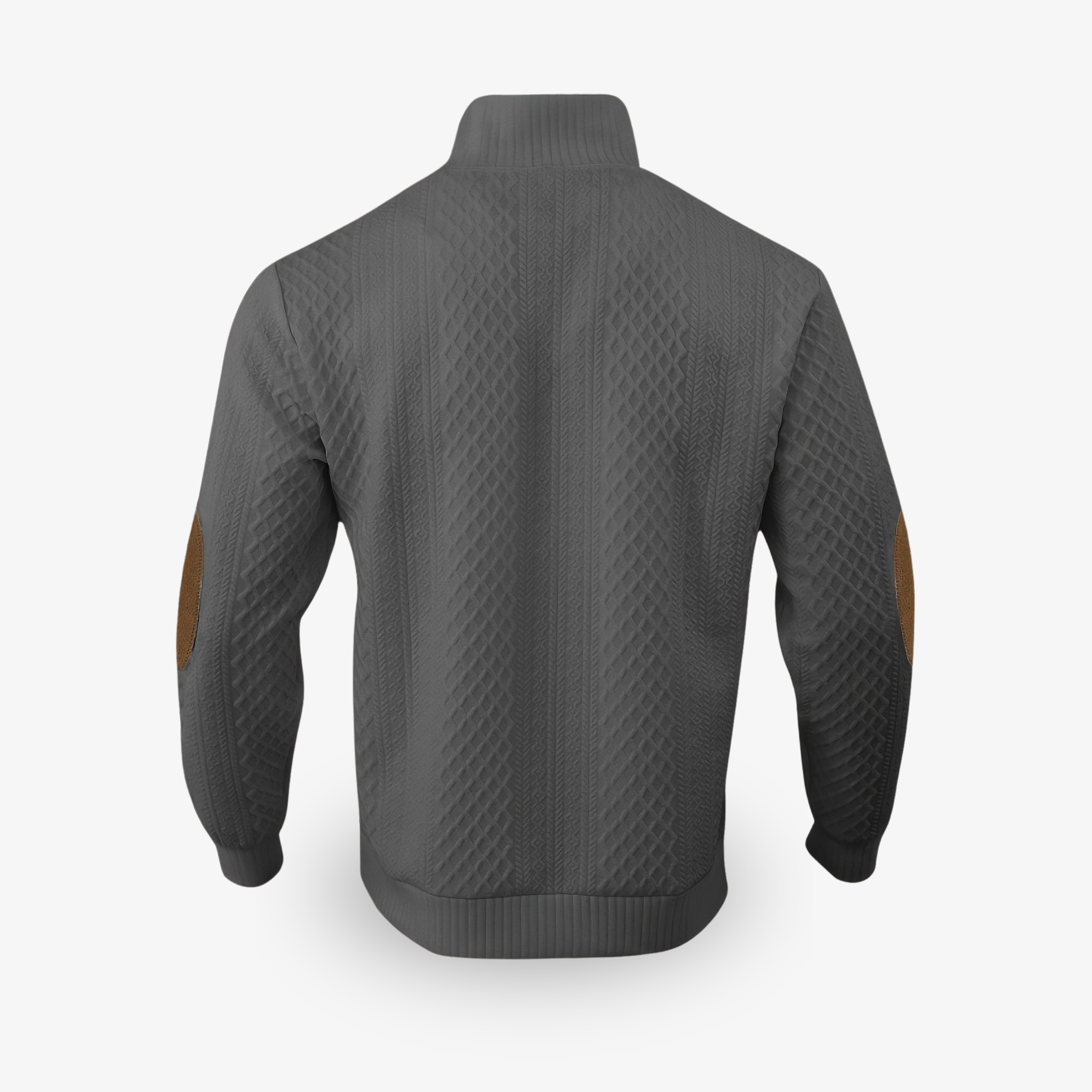 Men's Cable Knit Jumper – High Collar with Elbow Patches