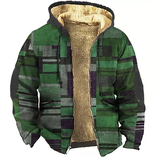 Men's Patchwork Gilet with Warm Fleece Lining and Hood