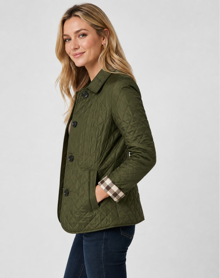Women's Quilted Jacket – Lightweight Button-Up Transitional Style