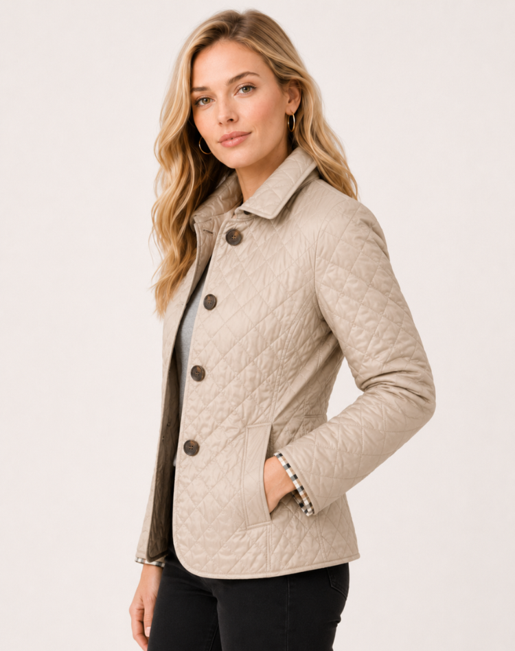 Women's Quilted Jacket – Lightweight Button-Up Transitional Style