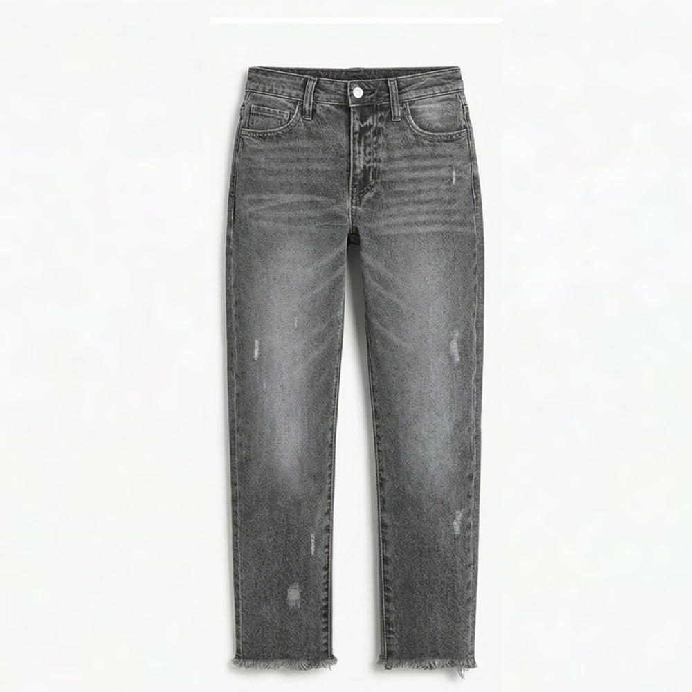 Women's Cropped Straight Leg Jeans – Raw Hem Vintage Wash