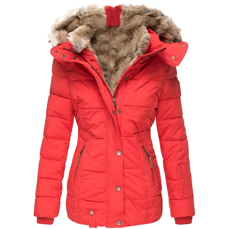 Women's Faux Fur Lined Puffer Jacket – Hooded Winter Coat