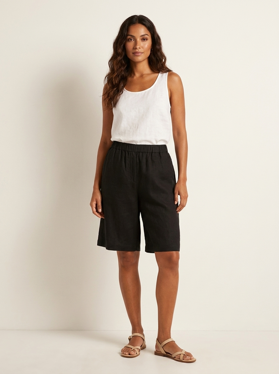 Women's Relaxed Bermuda Shorts - Elasticated Waist