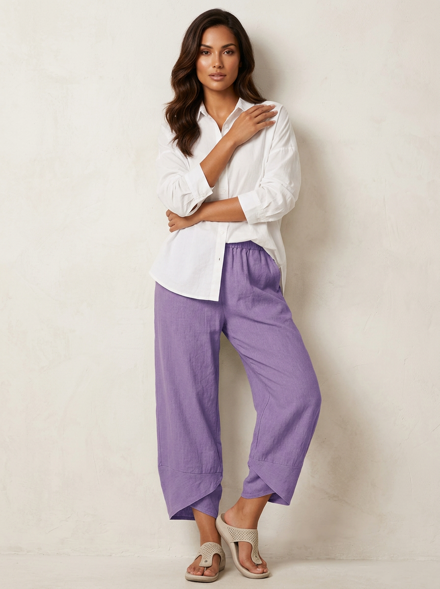 Women's Relaxed Wide-Leg Trousers - Elasticated Waist