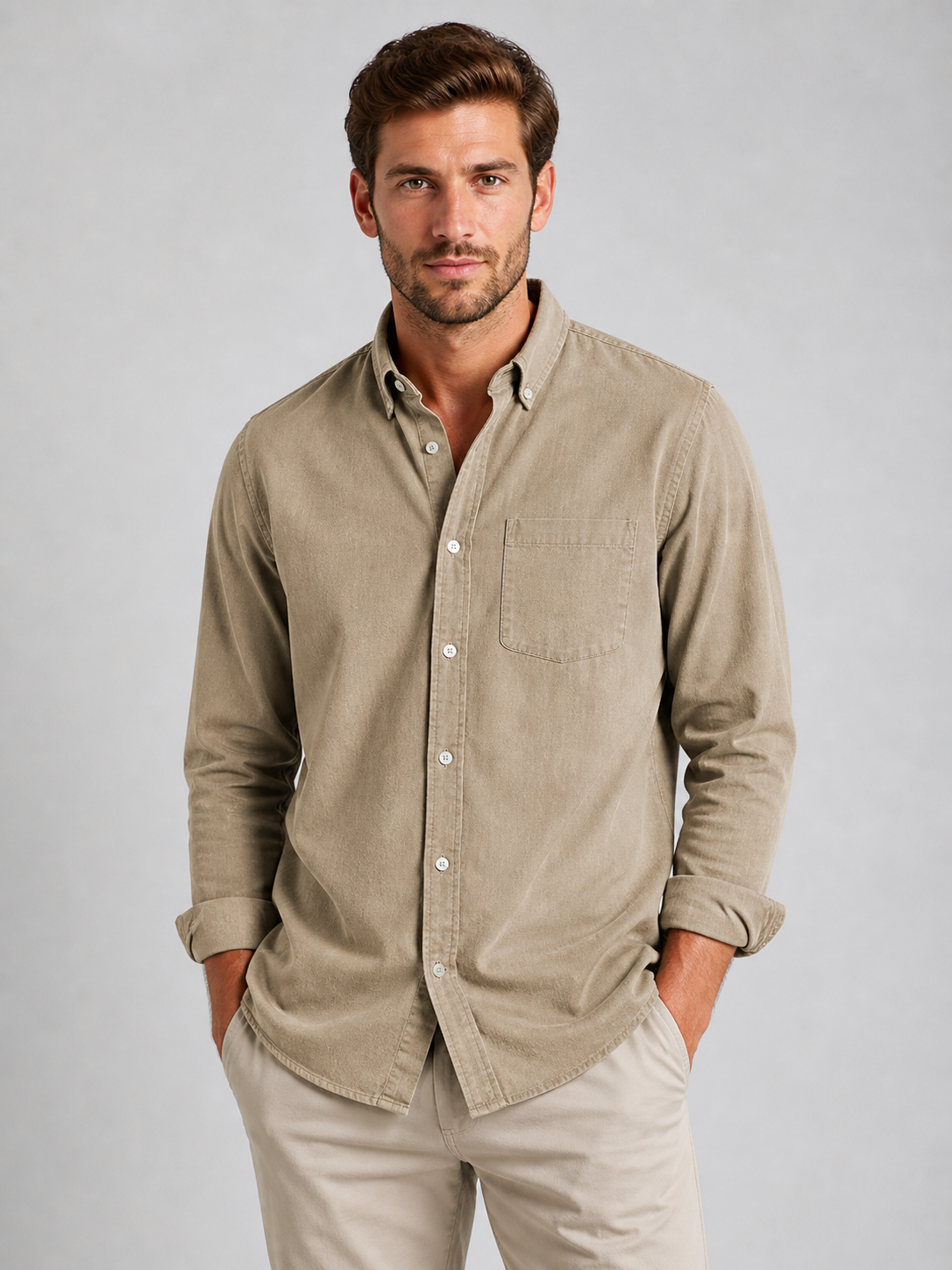 Men’s Casual Button-Down Shirt - Relaxed Everyday Fit