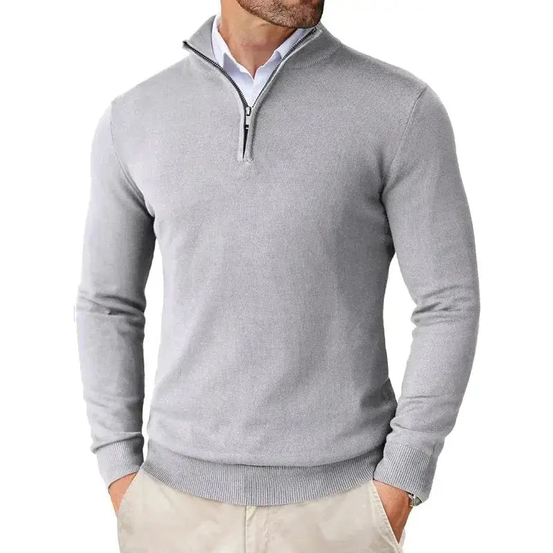 Men's Knitted Half-Zip Jumper - Smart Casual Pullover