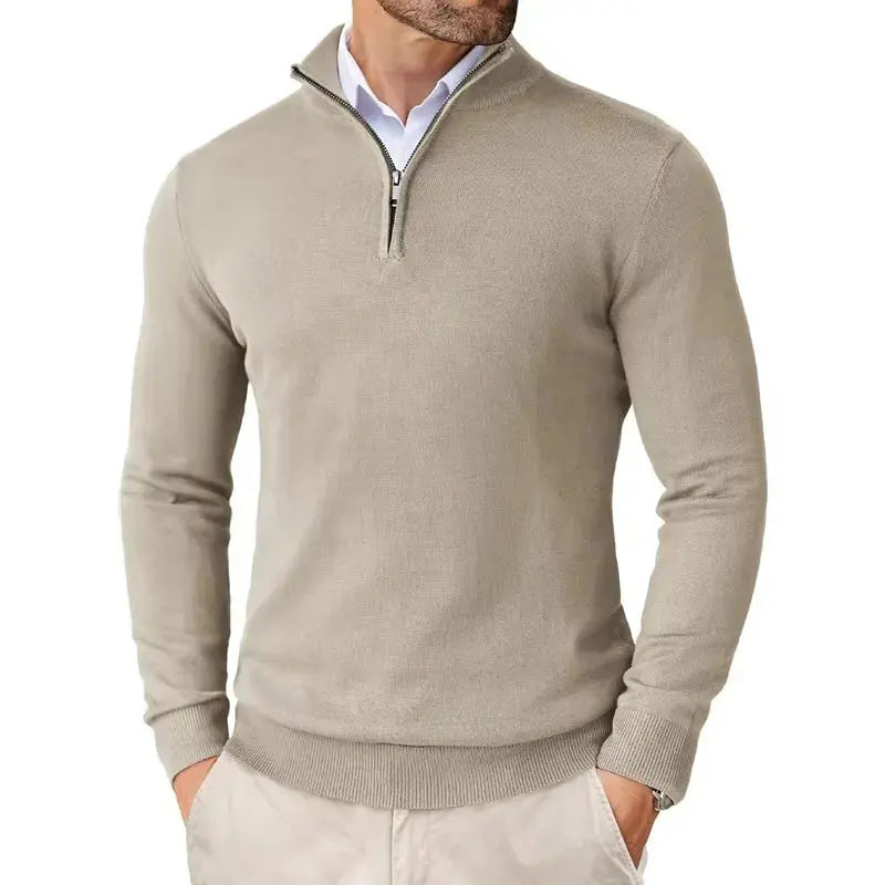 Men's Knitted Half-Zip Jumper - Smart Casual Pullover