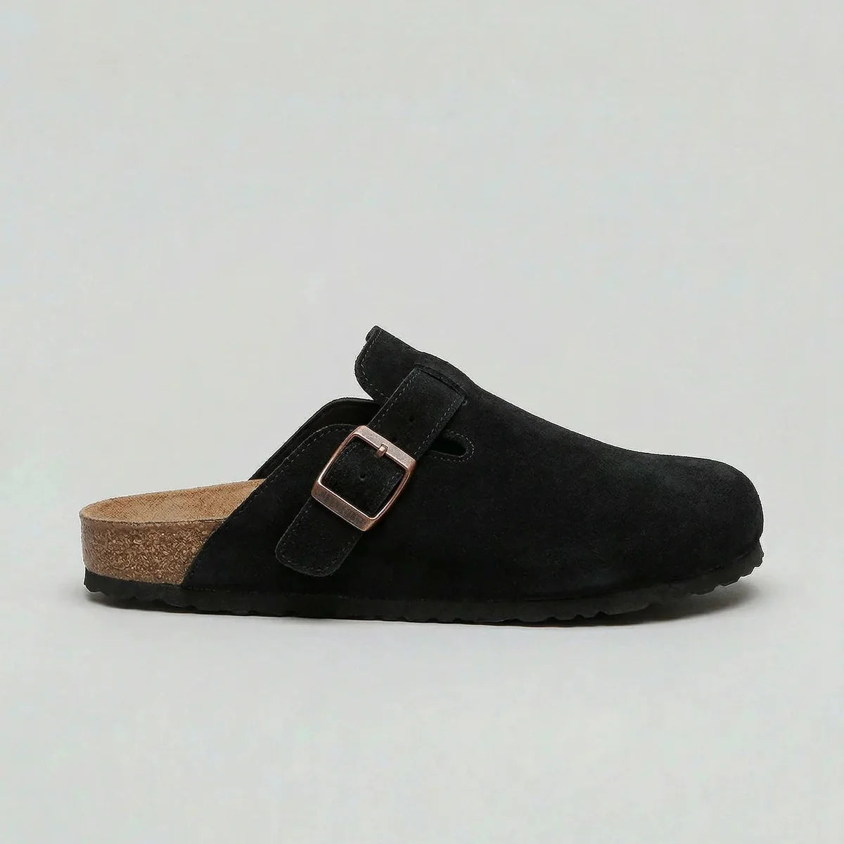 Men’s Suede Clogs – Adjustable Buckle Comfort Slip-On